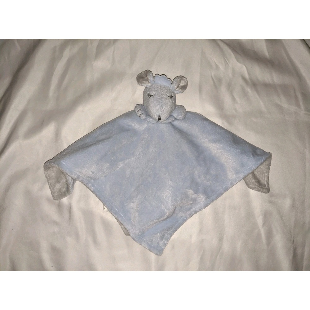 Pottery Barn Lovey Mouse Sleeping Blue Gray Security Blanket Plush